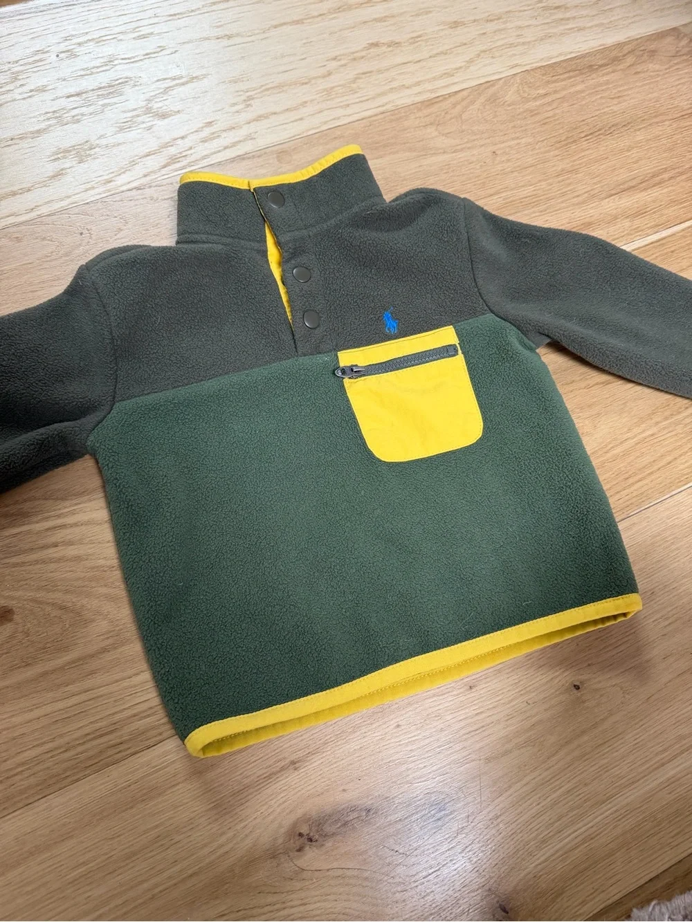 Ralph Lauren Kids Forest Green Fleece Pullover with Yellow Accents